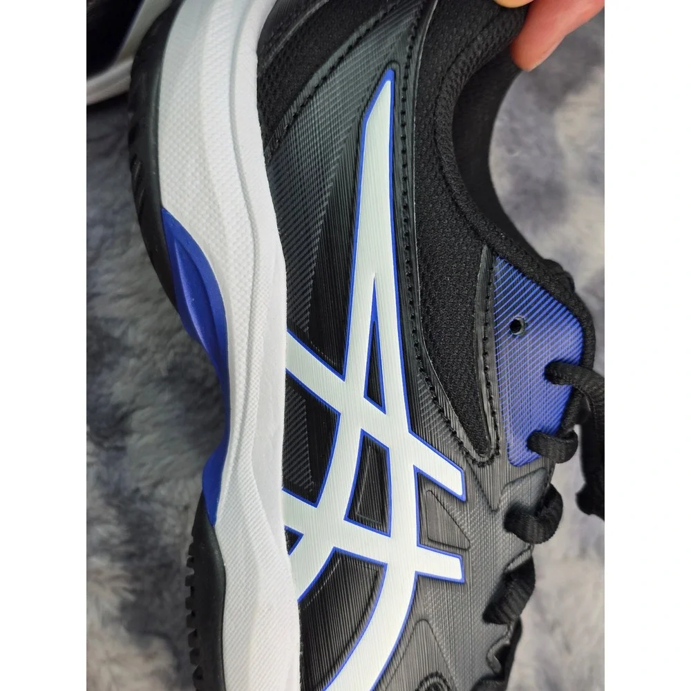 NWOT Asics Gel-Game GS Black White Blue Tennis Athletic Shoes Kids Size 4